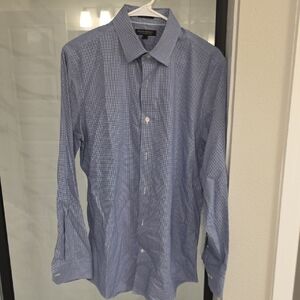 Banana Republic Blue Gingham Slim Fit Dress Shirt